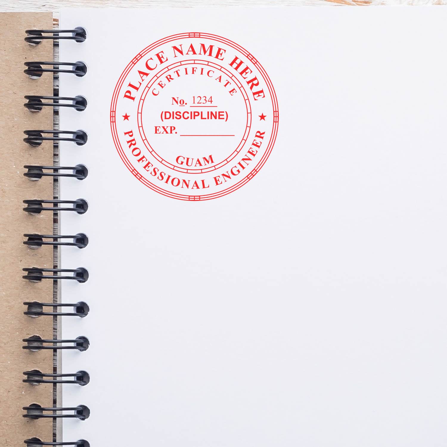 Slim Guam PE Seal Stamp - Ideal for Guam Professional Engineers, 1-1/2 Size, Professional Engineer Stamp Guam, Essential Guam Engineering Stamp, Guam GU Engineer Seal, Guam GU PE Seal Stamp - Image 6