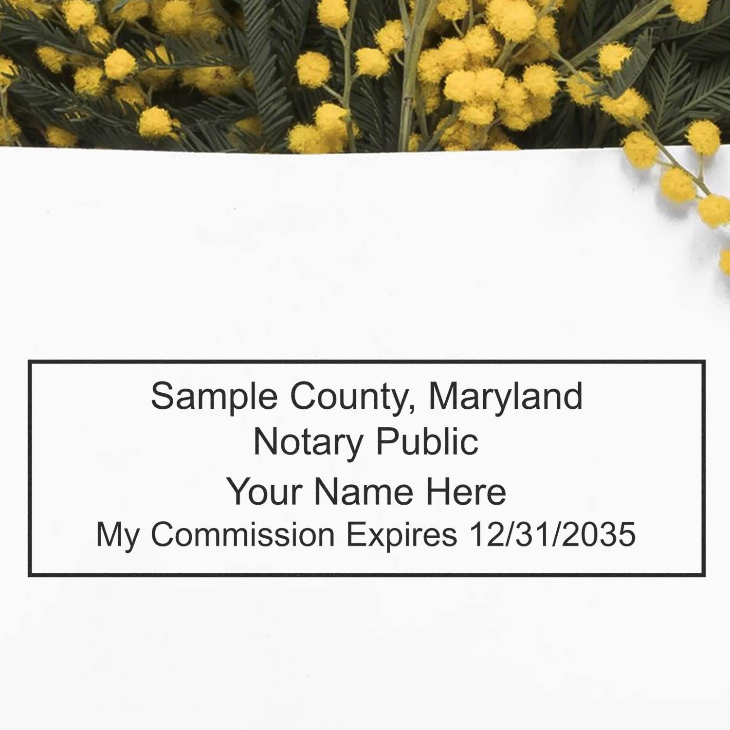 Slim Maryland Rectangular Notary Stamp, MD Notary Stamp, Slim Design, Easy to Carry and Portable,Rectangular Imprint, Impression Size 7/8" x 2-1/4"