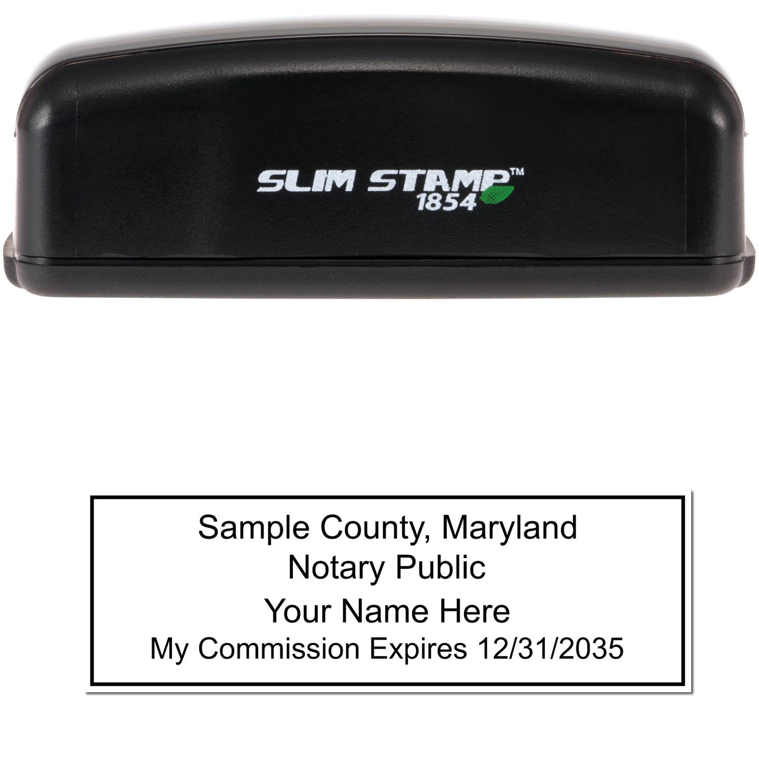 Slim Maryland Rectangular Notary Stamp, MD Notary Stamp, Slim Design, Easy to Carry and Portable,Rectangular Imprint, Impression Size 7/8" x 2-1/4" - Image 2