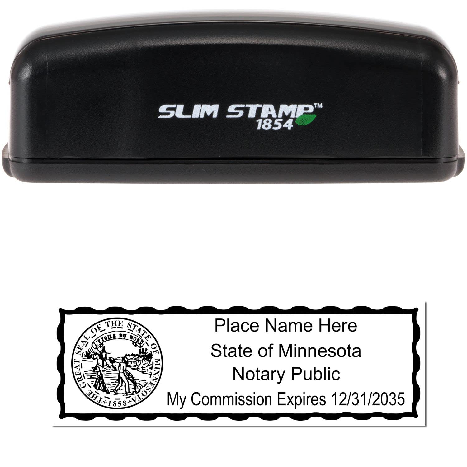 Slim Minnesota State Seal Notary Stamp, MN Notary Stamp, Slim Design, Easy to Carry and Portable,Rectangular Imprint, Impression Size 7/8" x 2-1/4" - Image 2