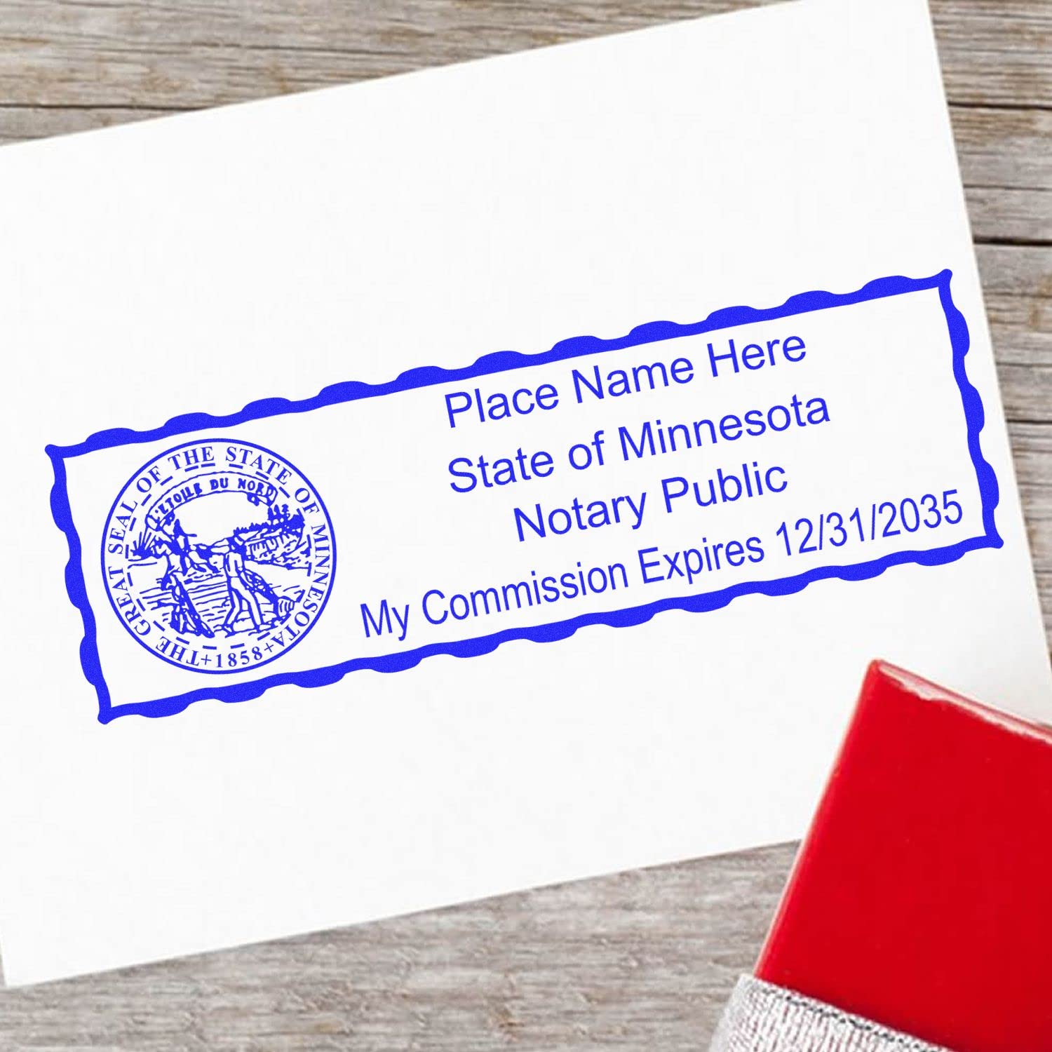 Minnesota State Seal Notary Stamp, MN Notary Stamp, State Board Approved, Economical Wood Handle Rubber Stamp, Uses Stamp Pad, Rectangular Shape, Sized 7/8" x 2-1/4", Minnesota Notary - Image 4