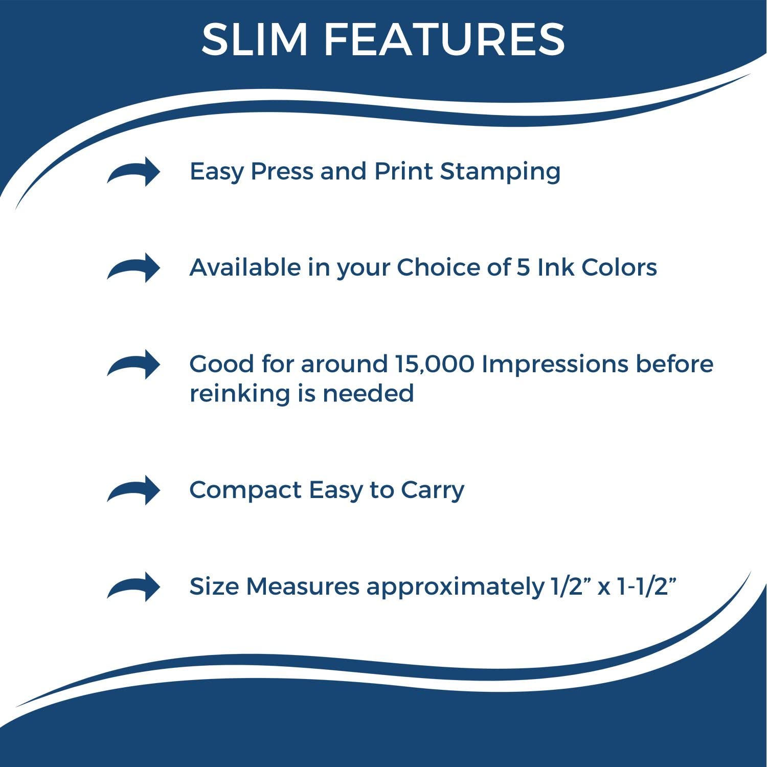 Slim Pre-Inked Narrow First Class Mail Stamp, Perfect for Home Business, Slim Design, Portable, Easy to Carry, Size Approx 1/2" x 1-1/2", Avail in 5 Ink Colors, Reinkable - Image 5