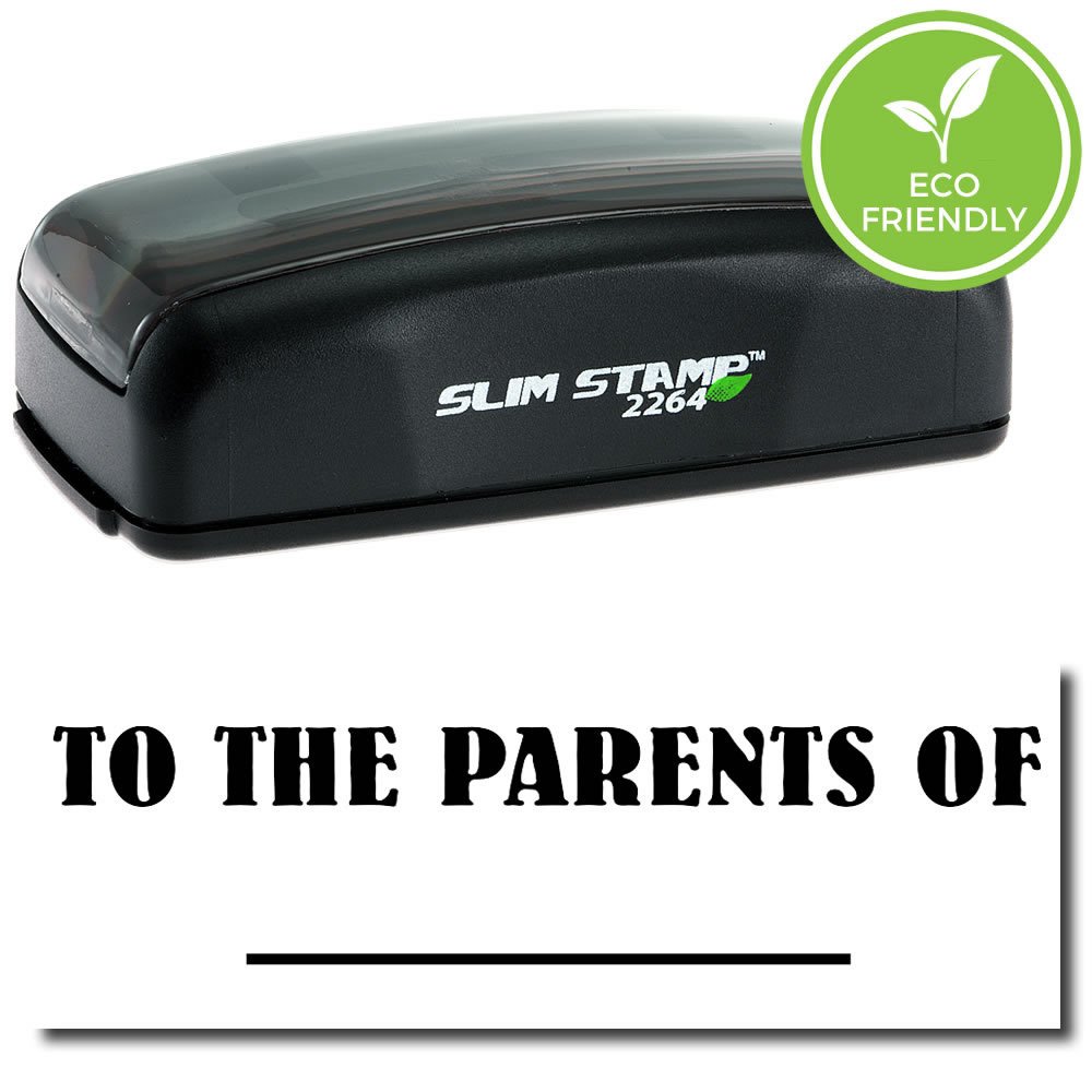 Slim Style Homework Stamp, Pre-Inked 'To The Parents Of' with Black Ink, Rectangular Rubber Stamp, 1/2" x 1-1/2", Ideal for English Teachers