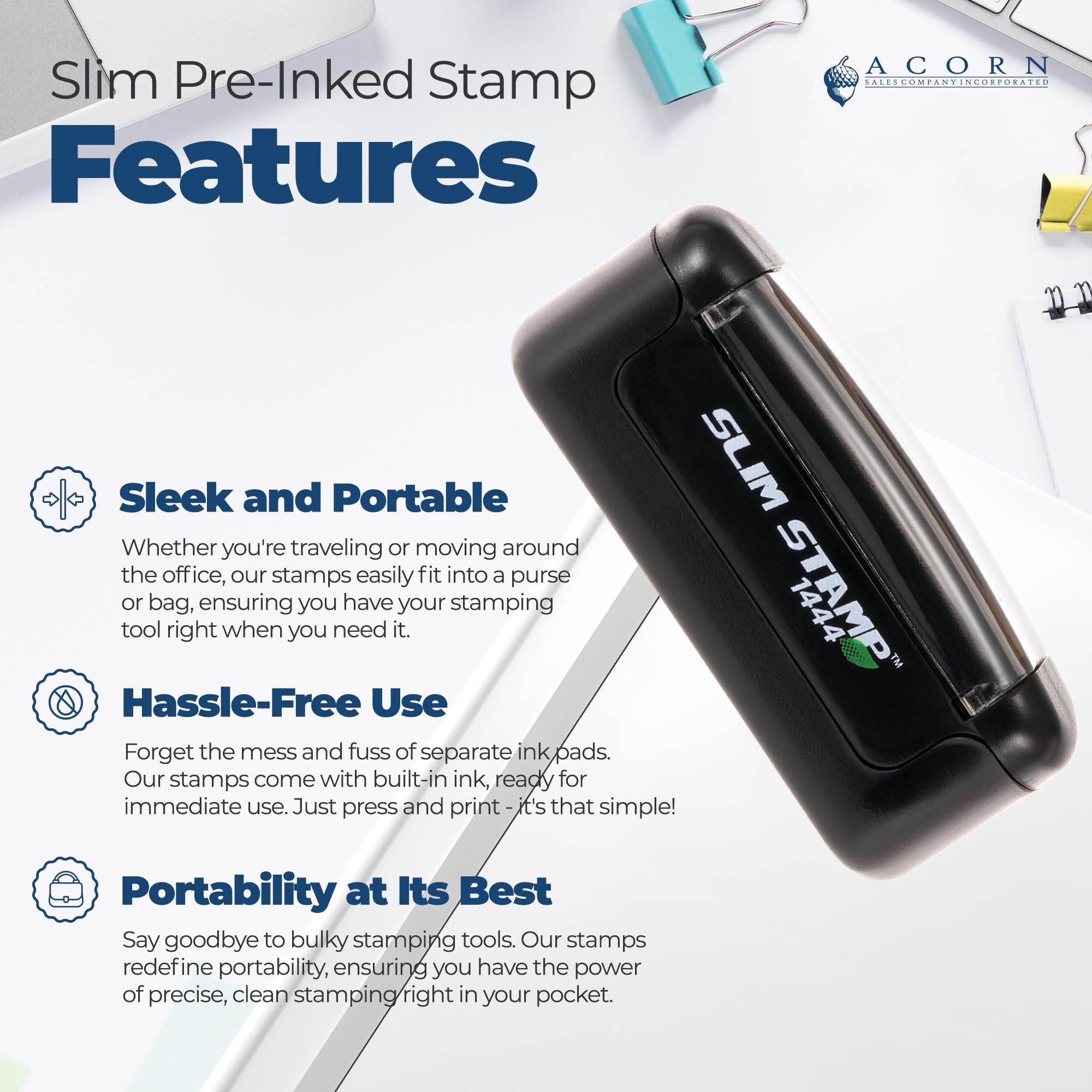 Quality Slim Pre-Inked Office Stamp - Ideal for Human Resources Manager - Durable Copy Stamp with Black Ink, 1/2 x 1-1/2 Size - Efficient Document Marking Tool, Long-Lasting Black Ink Copy Stamp - Image 4