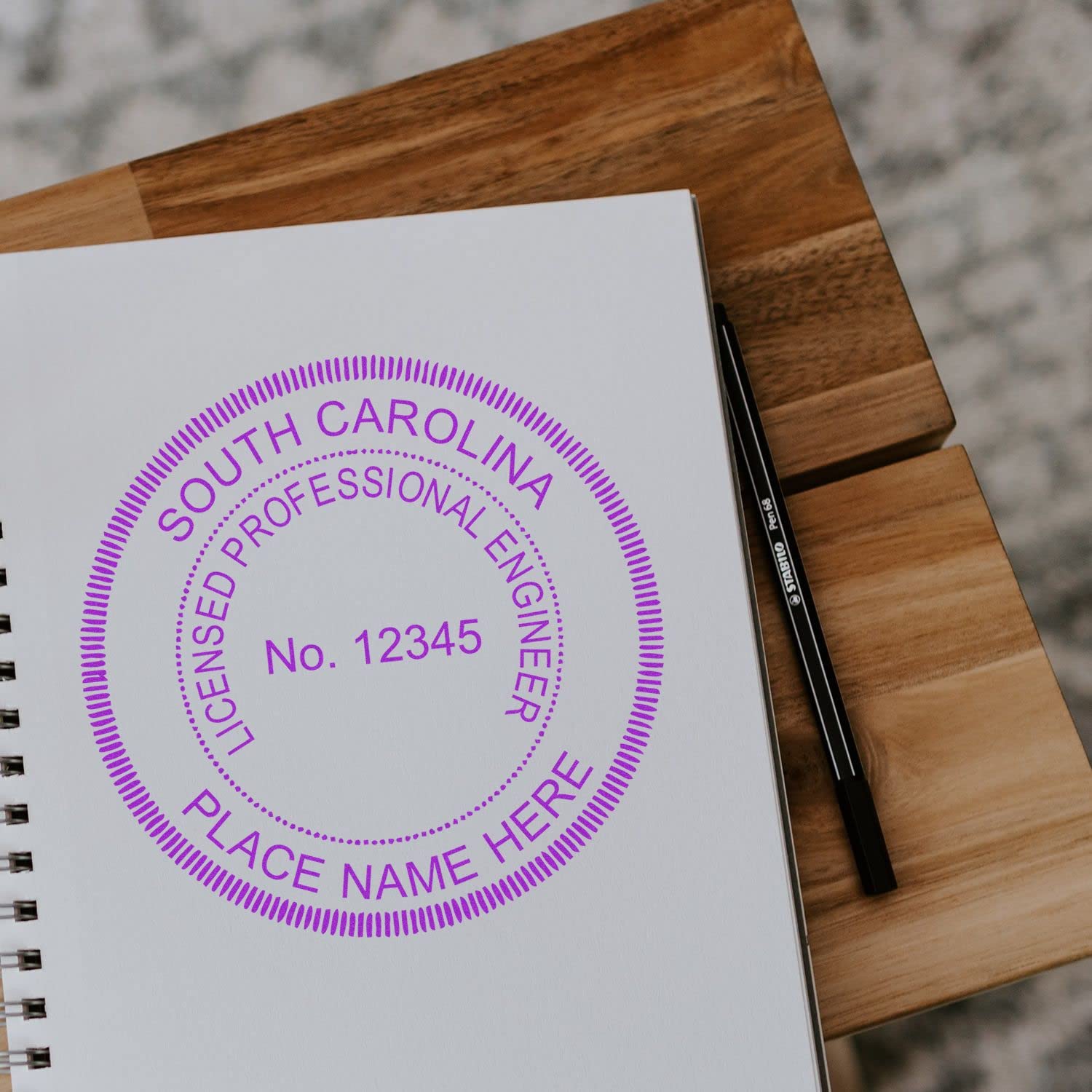 South Carolina Engineer Stamp, Self-Inking Professional Engineer (PE) Stamp, Ideal for South Carolina Professional Engineers, Size 1-5/8, and PE Stamp South Carolina - for Engineering Documents - Image 6