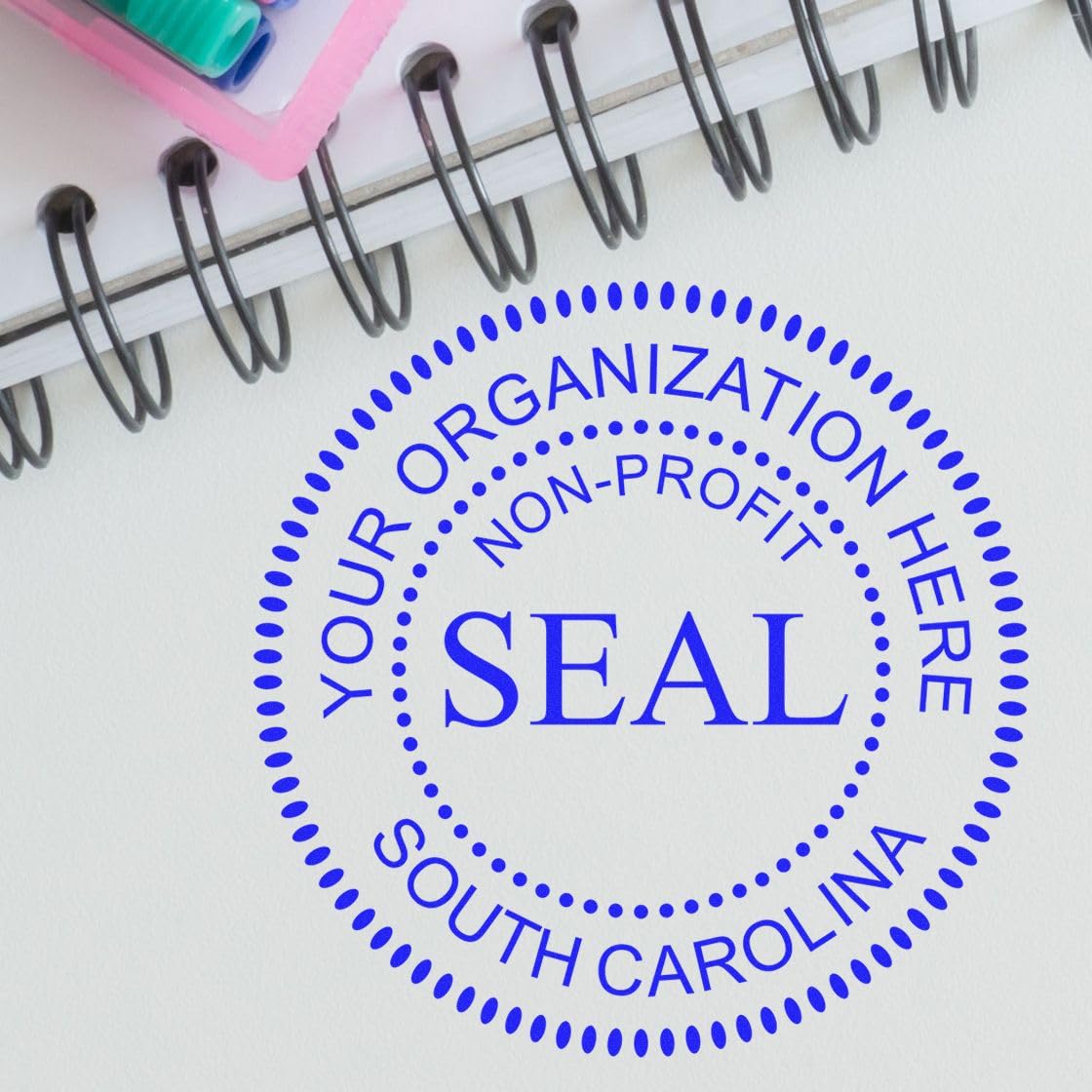 South Carolina Not for Profit Corporate Seal Rubber Stamp, SC Non-Profit Stamp, Uses Stamp Pad, Wood Handle, 1-5/8 Size, Personalized, Customized Non-Profit Company Stamp, SC Stamp - Image 6