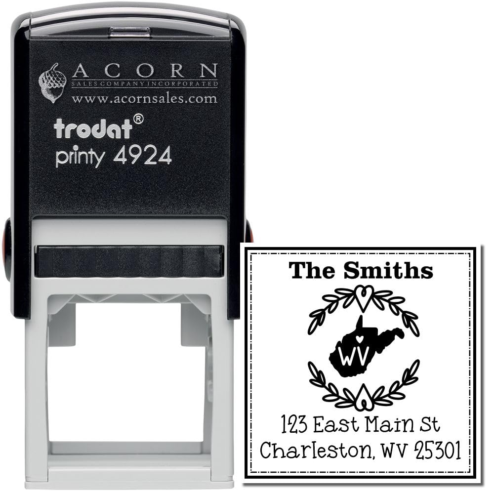 Square State Love Self-Inking Return Address Stamp for Wisconsin, Wisconsin Custom Stamp Return Address, Use for Envelopes, Size 1-5/8" - Image 2