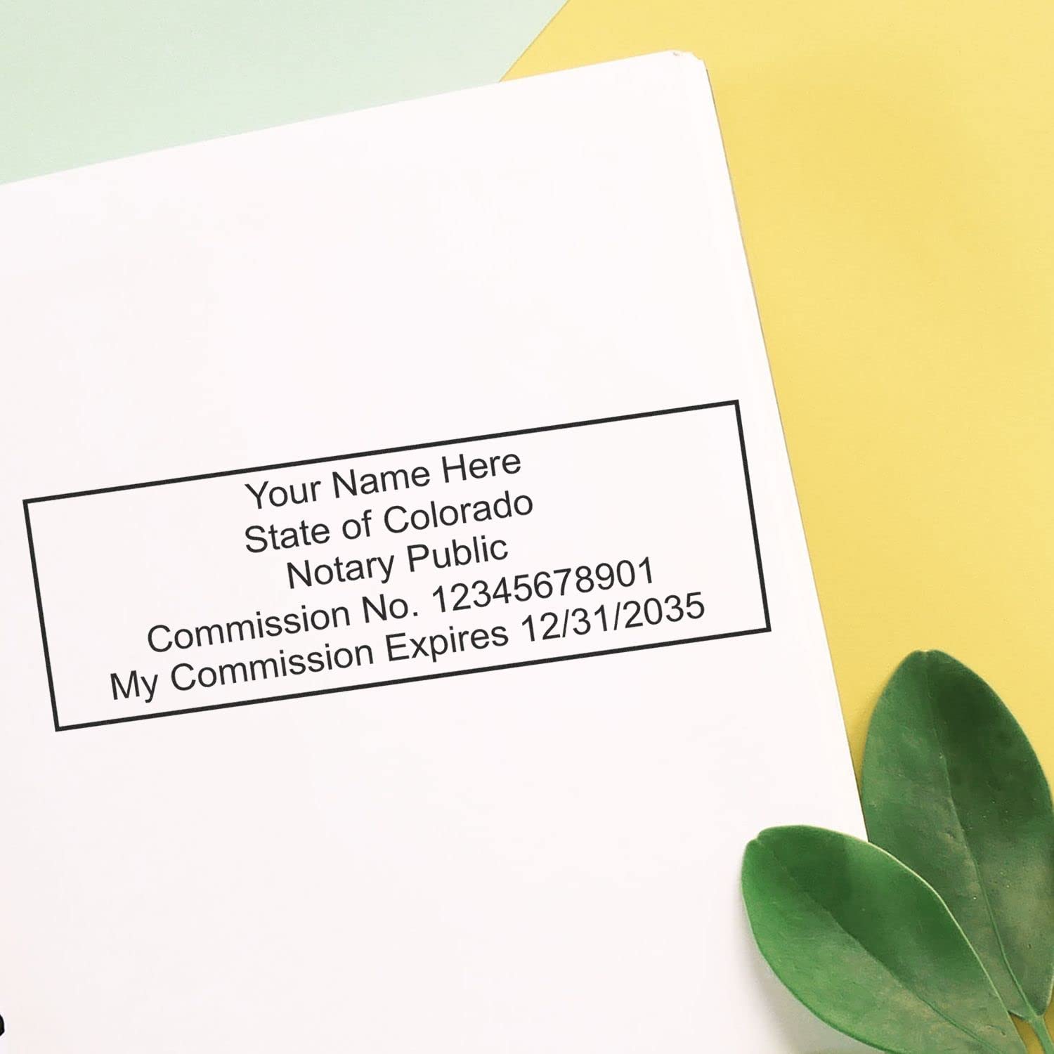 Super Slim Pre-Inked Rectangular Colorado Notary Stamp, Sleek and Compact, 7/8" x 2-1/4" Imprint Size, Available in 5 Ink Colors