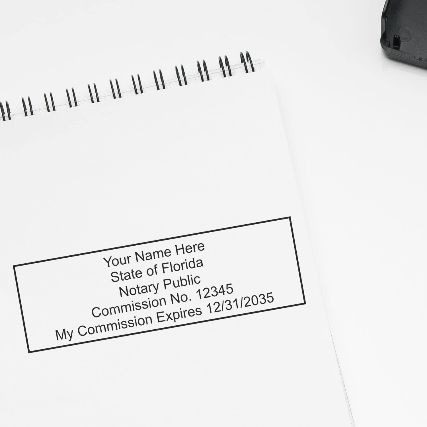 Super Slim Pre-Inked Rectangular Florida Notary Stamp, Sleek and Compact, 7/8" x 2-1/4" Imprint Size