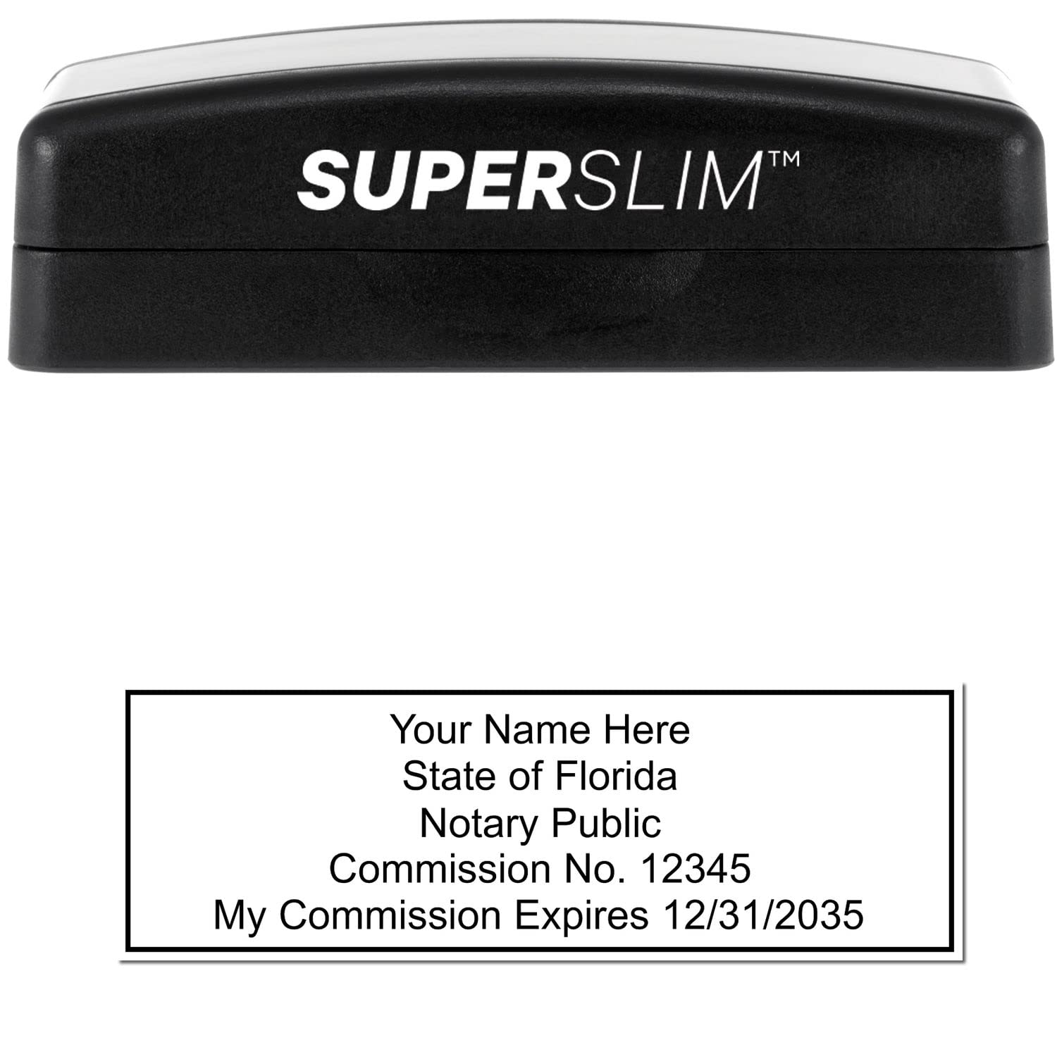 Super Slim Pre-Inked Rectangular Florida Notary Stamp, Sleek and Compact, 7/8" x 2-1/4" Imprint Size - Image 2