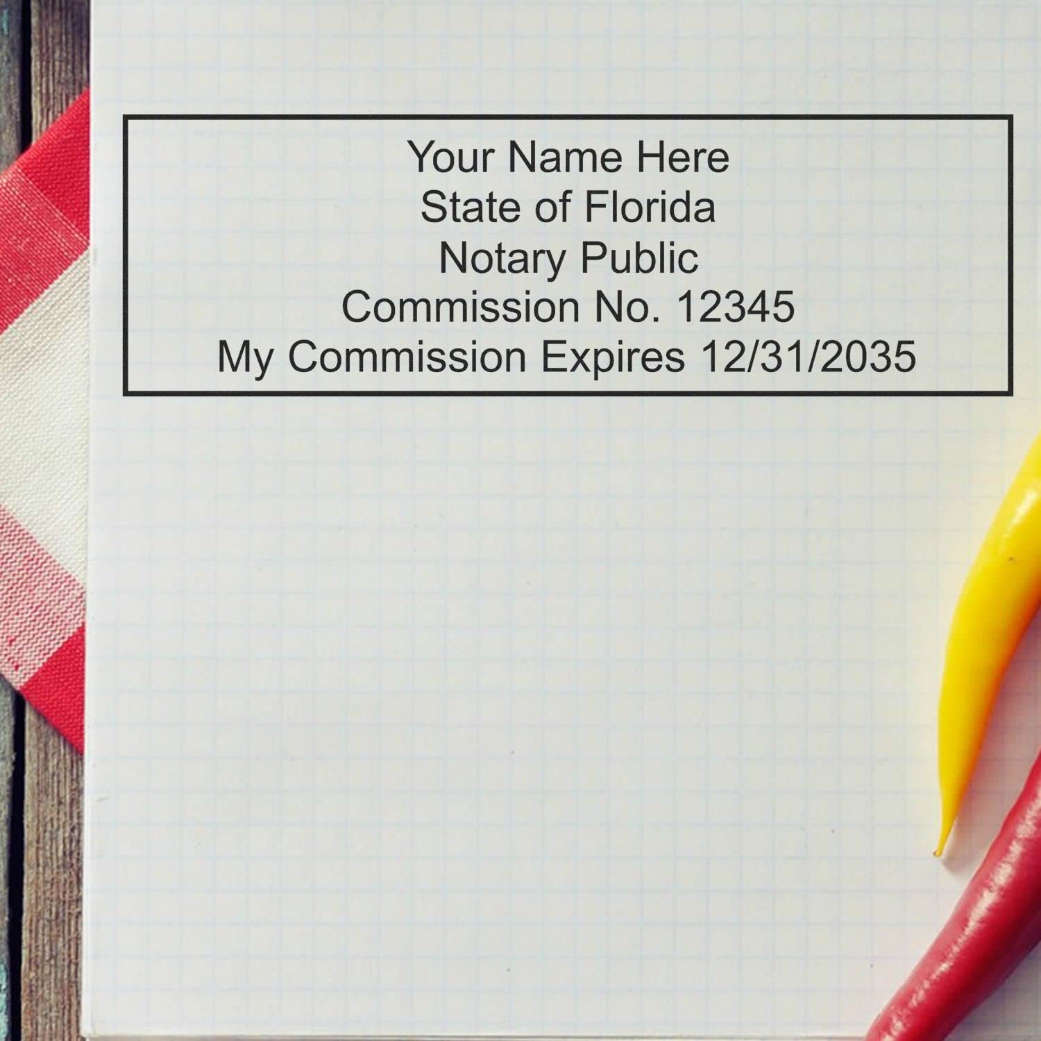 Super Slim Pre-Inked Rectangular Florida Notary Stamp, Sleek and Compact, 7/8" x 2-1/4" Imprint Size - Image 5