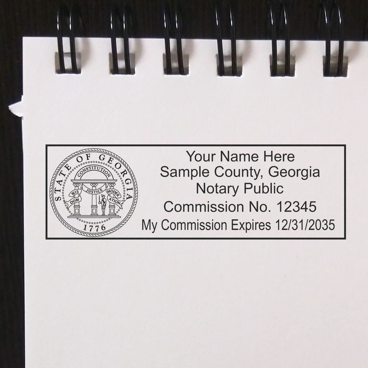 Super Slim Pre-Inked Rectangular Georgia Notary Stamp, Sleek and Compact, 7/8" x 2-1/4" Imprint Size, Available in 5 Ink Colors