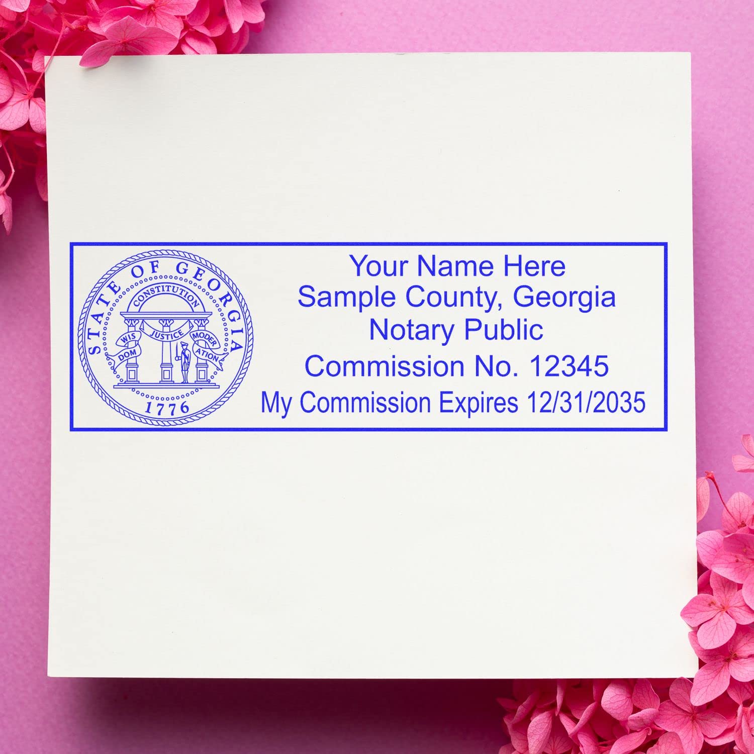 Super Slim Pre-Inked Rectangular Georgia Notary Stamp, Sleek and Compact, 7/8" x 2-1/4" Imprint Size, Available in 5 Ink Colors - Image 4