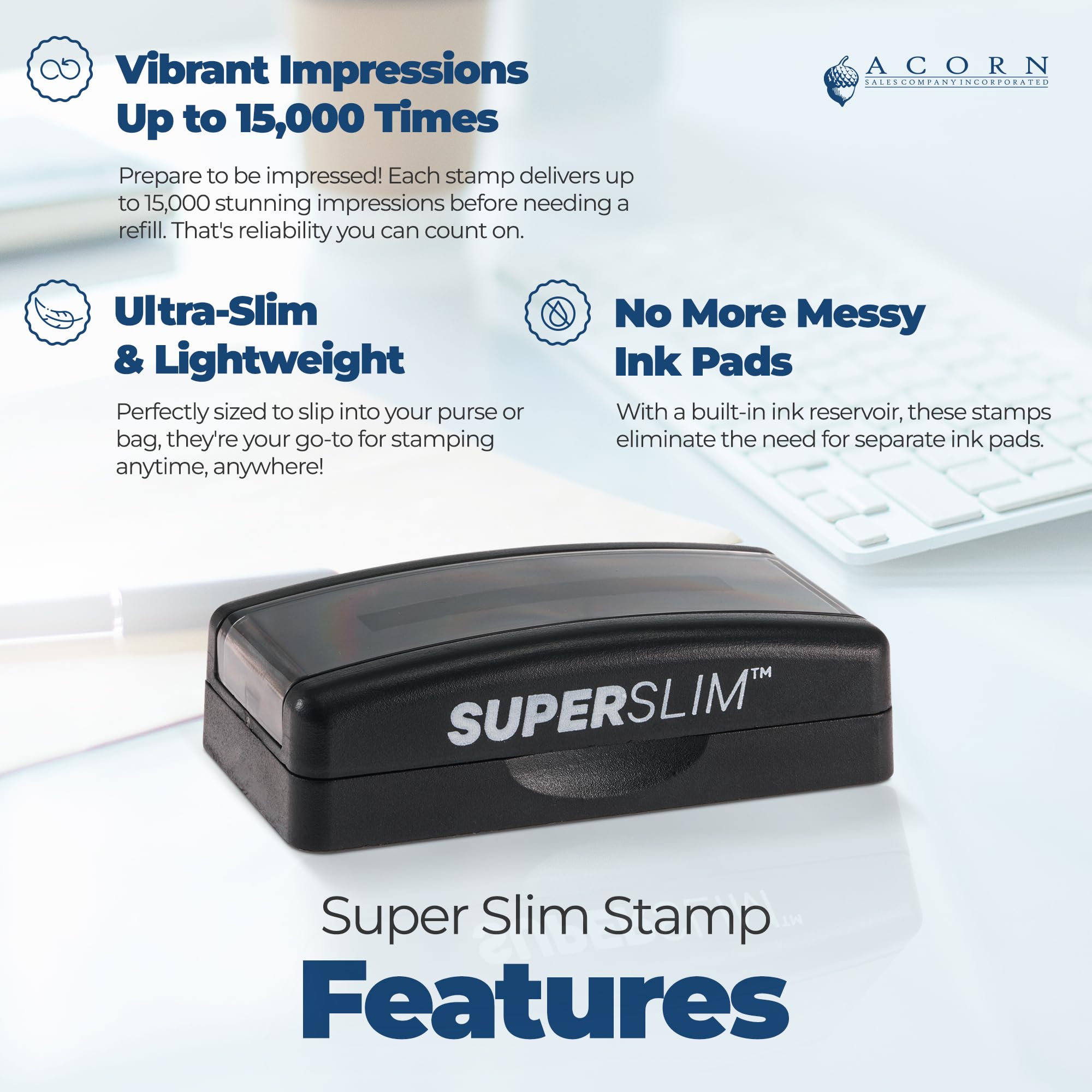 Super Slim Pre-Inked Rectangular Kentucky Notary Stamp, Sleek and Compact, 7/8" x 2-1/4" Imprint Size, Available in 5 Ink Colors - Image 5
