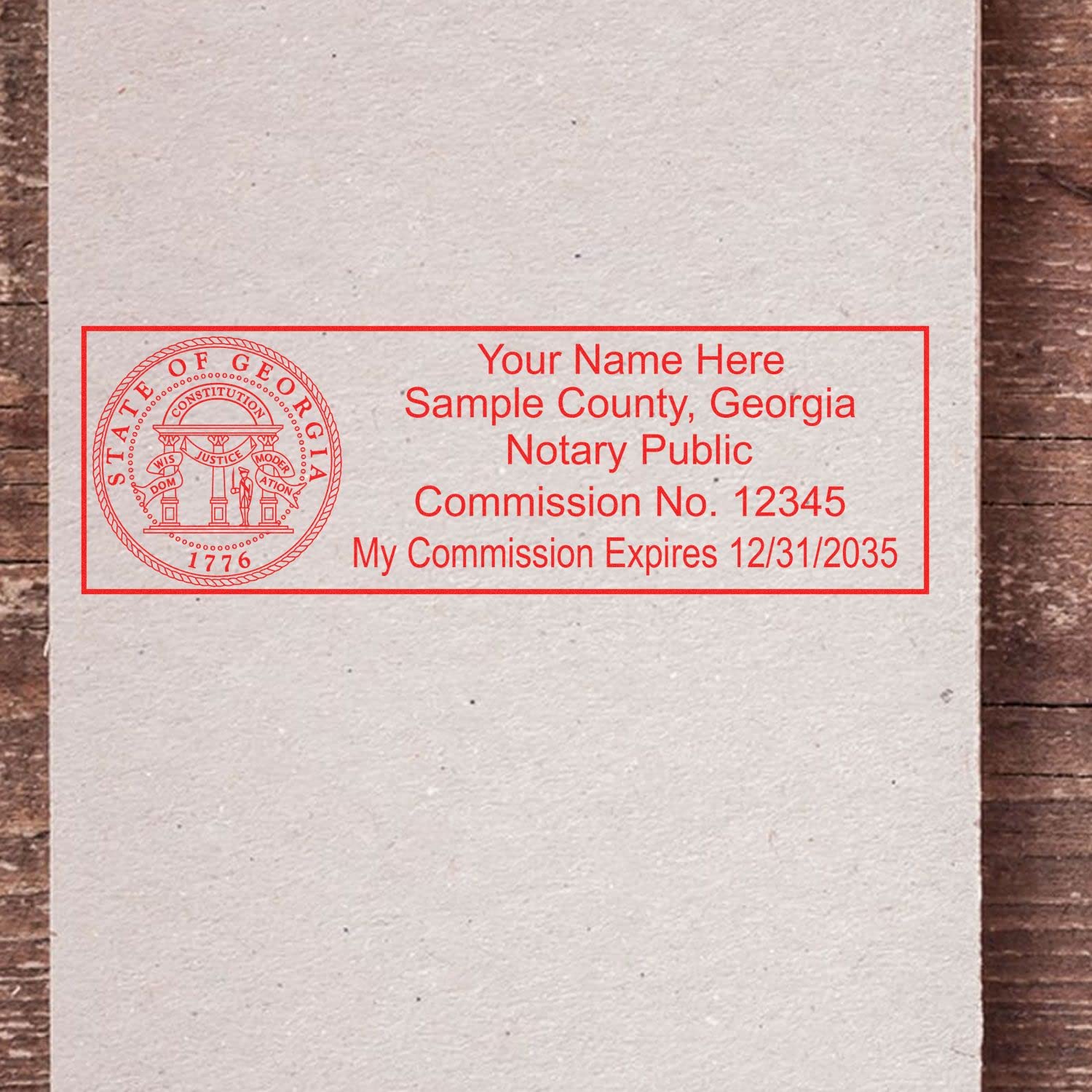 Super Slim Pre-Inked Rectangular Georgia Notary Stamp, Sleek and Compact, 7/8" x 2-1/4" Imprint Size, Available in 5 Ink Colors - Image 6