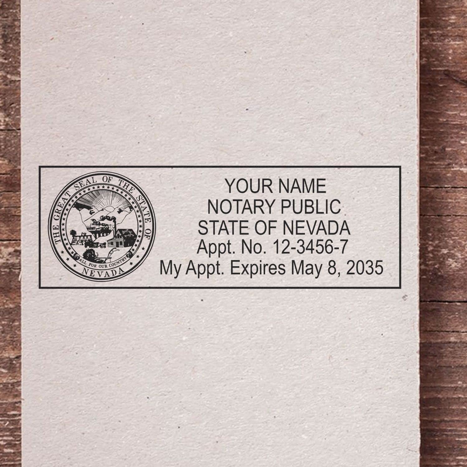 Super Slim Pre-Inked Rectangular Nevada Notary Stamp, Sleek and Compact, 7/8" x 2-1/4" Imprint Size, Available in 5 Ink Colors