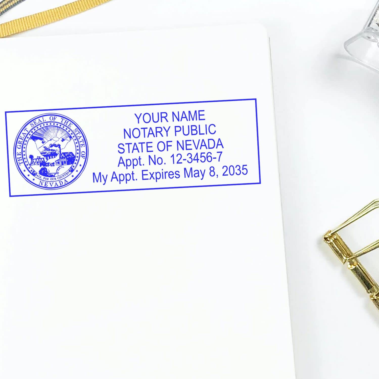 Super Slim Pre-Inked Rectangular Nevada Notary Stamp, Sleek and Compact, 7/8" x 2-1/4" Imprint Size, Available in 5 Ink Colors - Image 4