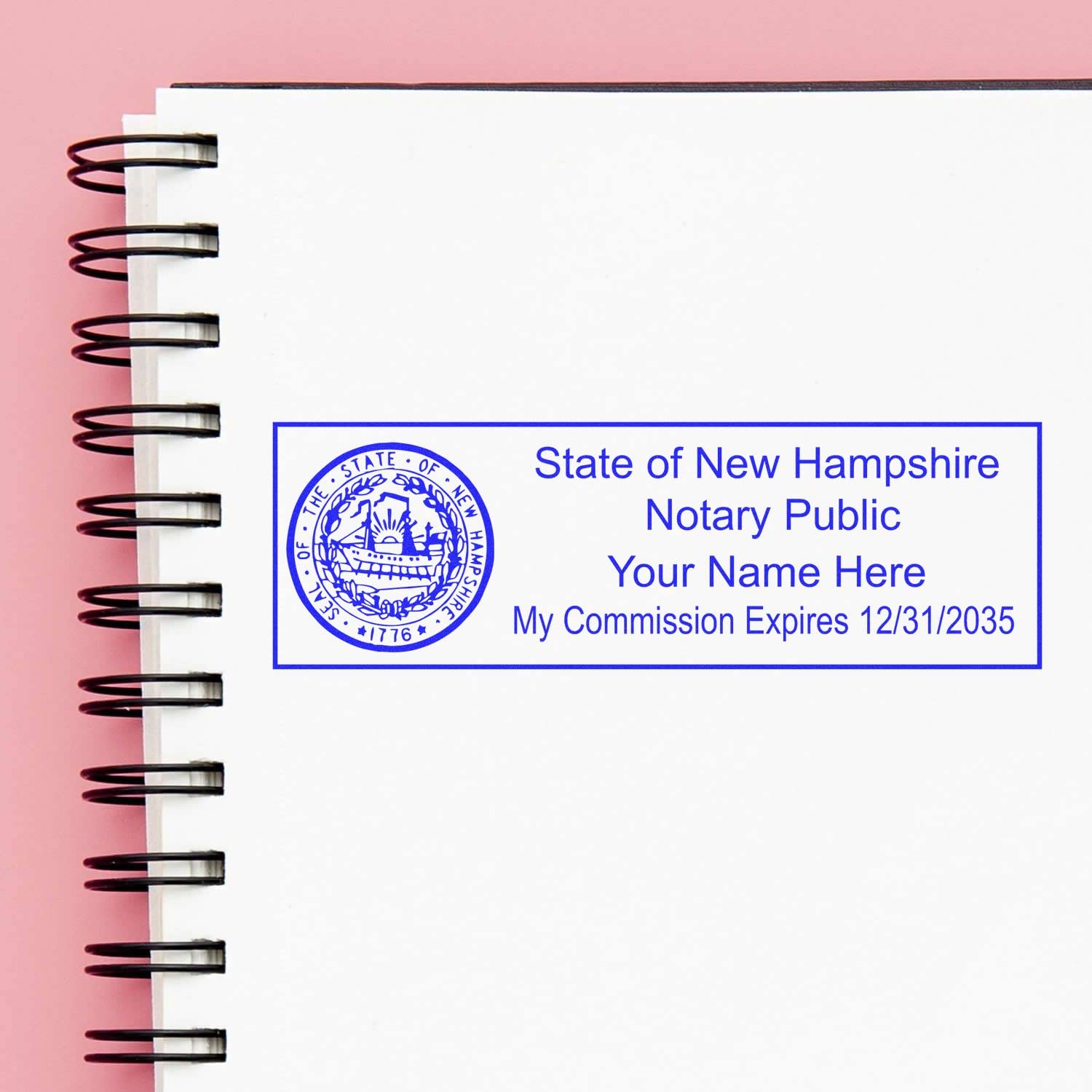 Super Slim Pre-Inked Rectangular New Hampshire Notary Stamp, Sleek and Compact, 7/8" x 2-1/4" Imprint Size, Available in 5 Ink Colors - Image 4