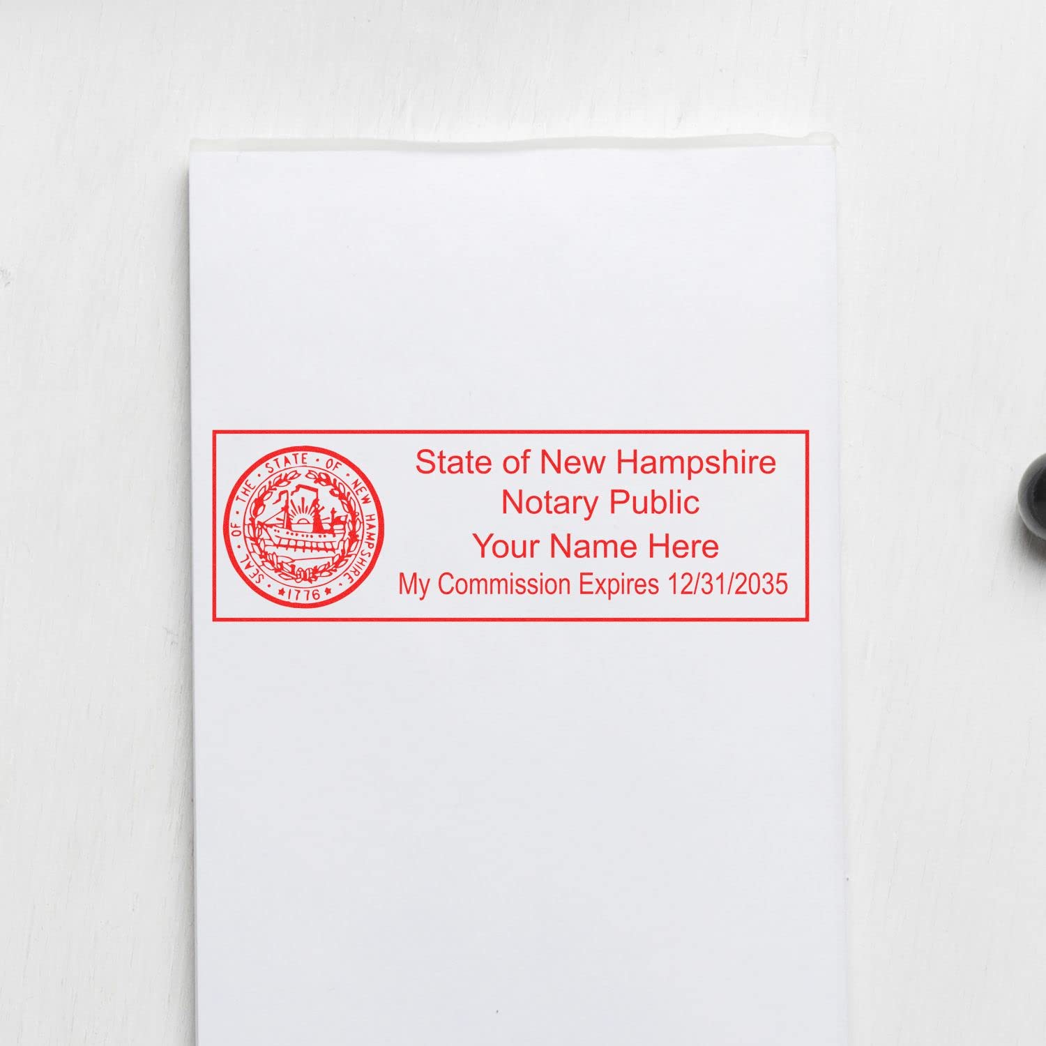 Super Slim Pre-Inked Rectangular New Hampshire Notary Stamp, Sleek and Compact, 7/8" x 2-1/4" Imprint Size, Available in 5 Ink Colors - Image 6