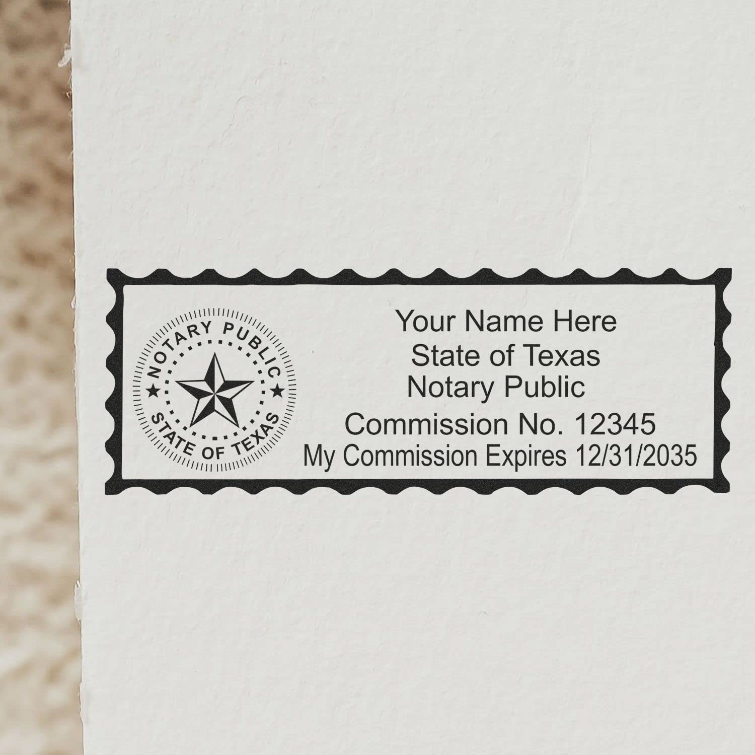 Super Slim Pre-Inked Rectangular Texas Notary Stamp, Sleek and Compact, 7/8" x 2-1/4" Imprint Size, Available in 5 Ink Colors