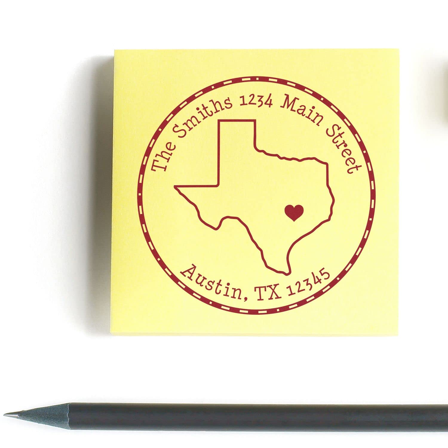 Texas Return Address Stamp, Round Self Inking Customized, 1-5/8" Imprint Size Texas State Luv Stamper, Available in 11 Ink Colors - Image 4