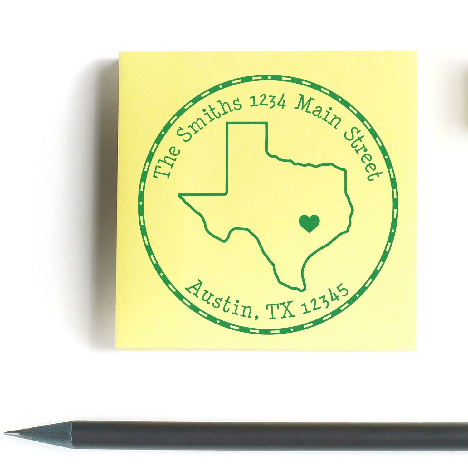 Texas Return Address Stamp, Round Self Inking Customized, 1-5/8" Imprint Size Texas State Luv Stamper, Available in 11 Ink Colors - Image 5