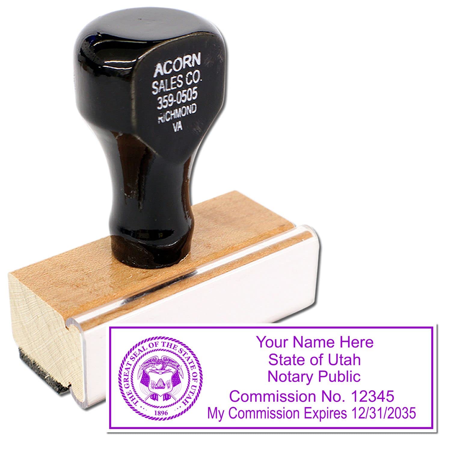 Utah Notary Value Kit, Notary Public Supplies Utah, Includes Journal, Acknowledgement Stamp, Rectangular Notary Stamp, with Wood Handle Stamps - Image 3