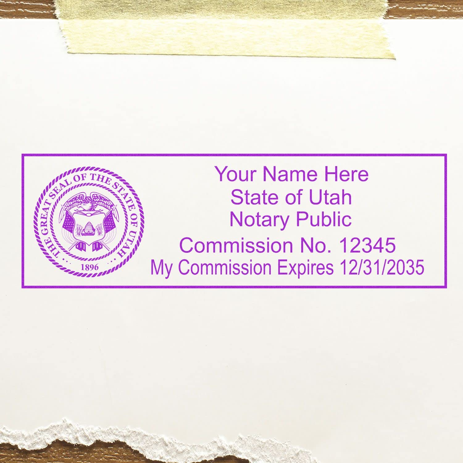 Utah State Seal Notary Stamp, UT Notary Stamp, State Board Approved, Economical Wood Handle Rubber Stamp, Uses Stamp Pad, Rectangular Shape, Sized 7/8" x 2-1/4", Utah Notary - Image 6