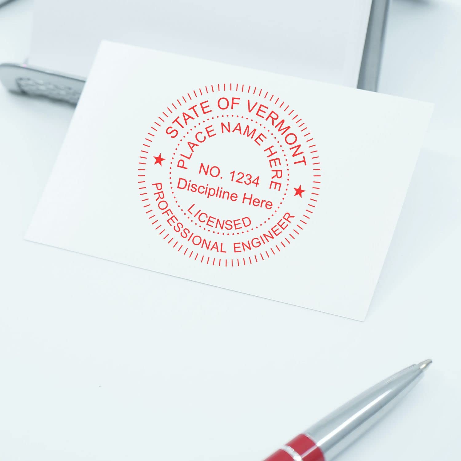 Vermont Engineer Stamp Self-Inking Professional Engineering PE Stamp for Vermont Engineers, Size 1-5/8. Ideal for Vermont Professional Engineers Seeking, and Efficient Stamping Solutions - Image 6