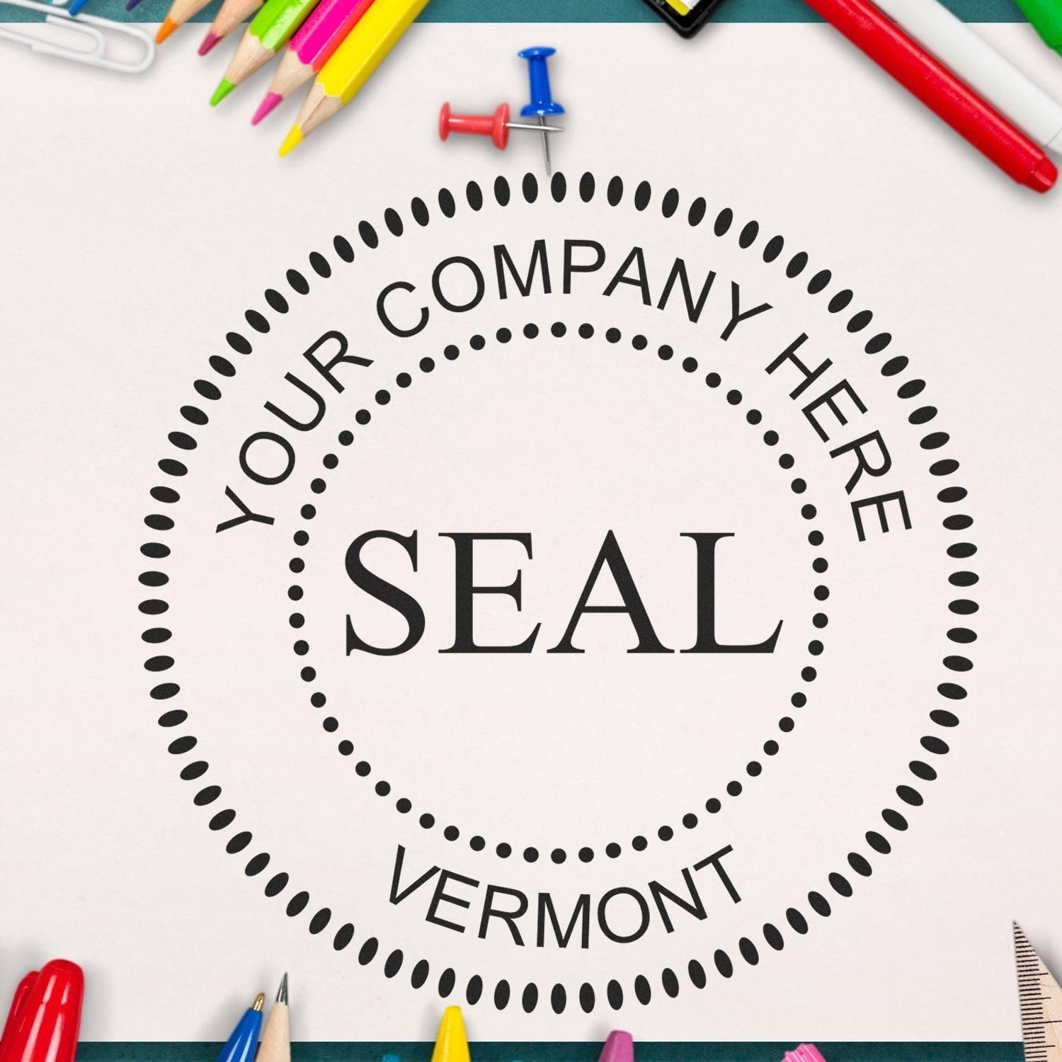 Vermont Self-Inking Corporate Seal Stamp, 1-5/8 Size, Vermont Company Stamp, Personalized, Personalized Incorporation Stamp, Personalized Corporate Stamp, Self-Ink Stamp, VT Stamp