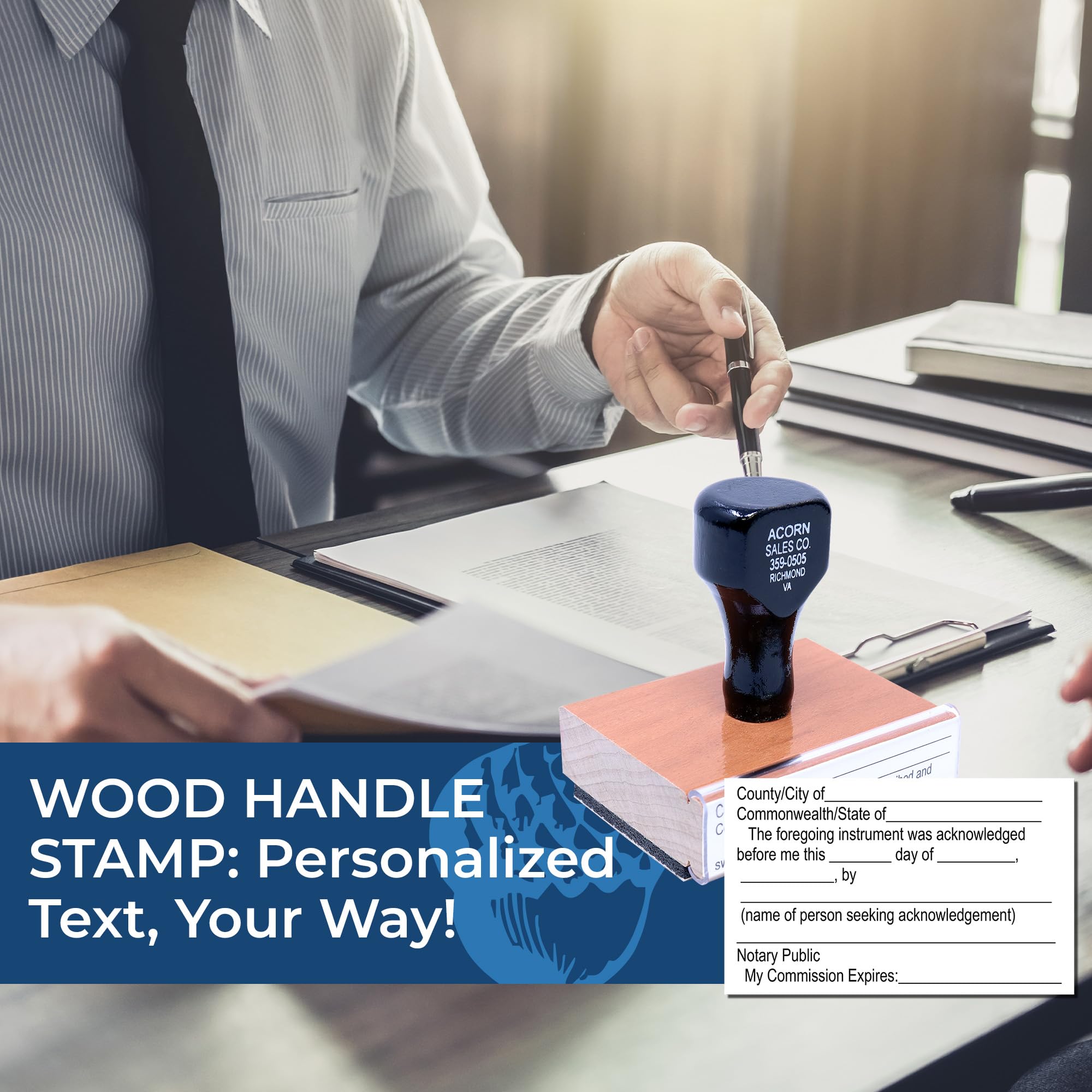 Virginia Wood Handle Rubber Notary Supply Kit, Customize Stamps with Richer Ink & Stamp Pad Options, Kit Comes with Notary & Seal Stamps, Acknowledgment Stamp, Record Book/Journal - Image 4