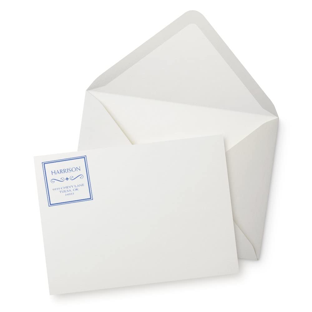 Weiss Fleur de Lis Address Stamper Self Inking, Square Address Stamp, Simple Design, Envelope Stamp, Square Design, 1-5/8" Imprint Size, Press and Print Stamping, Custom Made - Image 4