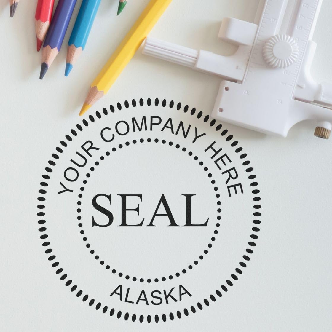 Wood Handle Alaska Corporate Seal Rubber Stamp, C-Corp Seal or S-Corp Seal, 1-5/8, Uses Stamp Pad, AK Corporate Stamp, Custom Business Company Stamp, Customized Company Inking Stamp, AK Stamp - Image 4