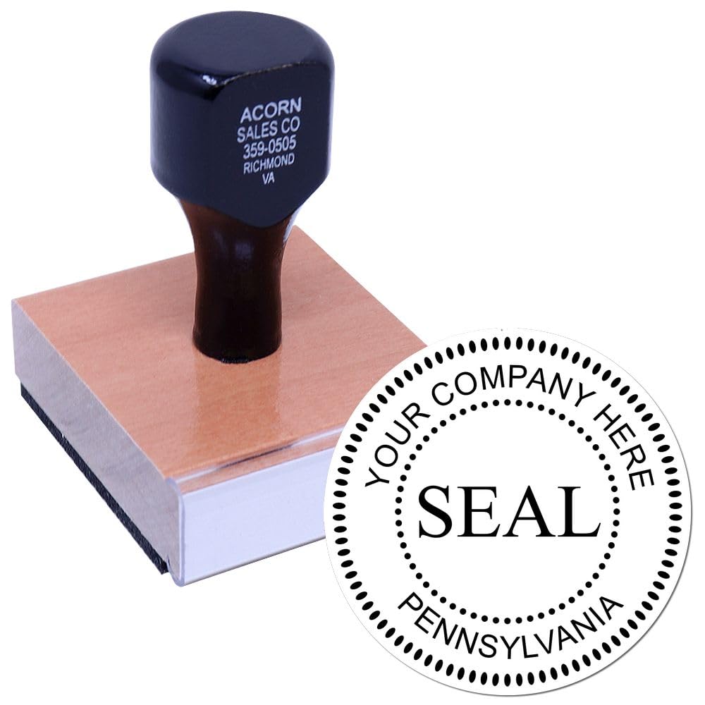 Wood Handle Pennsylvania Corporate Seal Rubber Stamp, C-Corp Seal or S-Corp Seal, 1-5/8, Uses Stamp Pad, PA Corporate Stamp, Custom Made Corporate Stamp, Custom Made Company Inking Stamp, PA Stamp - Image 2