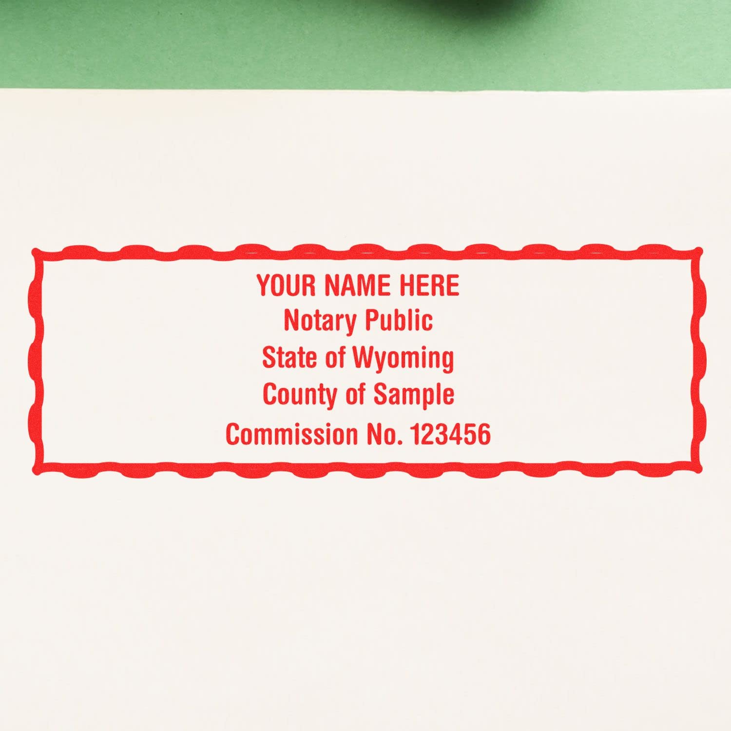 Wyoming Rectangular Notary Stamp, WY Notary Stamp, State Board Guaranteed, Economical Wooden Handle Stamp, Uses Stamp Pad, Rectangular Shape, Sized 7/8" x 2-1/4" - Image 6